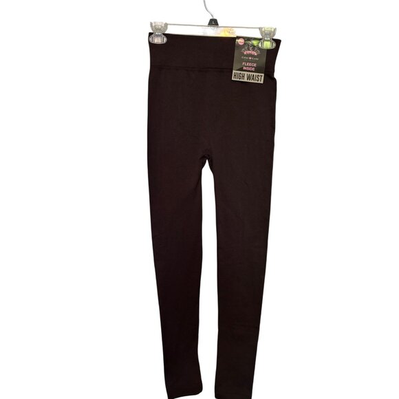 Cotton Candy Fleece-Lined High Waist Leggings M/L Brown Polyester Spandex Blend - Picture 1 of 8